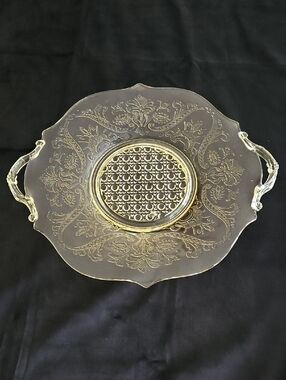 LANCASTER GLASS CO topaz Yellow Depression Glass Plate Tray Platter